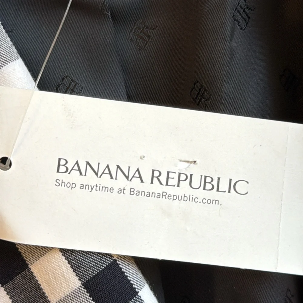 New Banana Republic Blazer Jacket Navy/White Checked Cotton Stretch Lined Size 4 - Picture 15 of 16